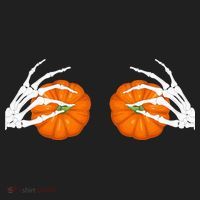 Halloween Bikini Boob Pumpkin Skeleton Hand On Breast Hat thumb 2