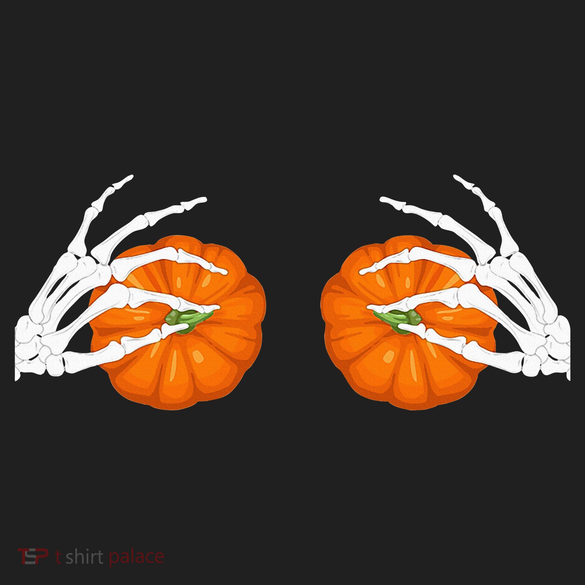 Halloween Bikini Boob Pumpkin Skeleton Hand On Breast Hat