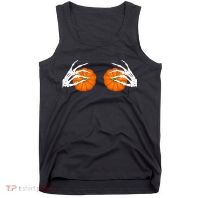 Halloween Bikini Boob Pumpkin Skeleton Hand On Breast Tank Top