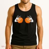 Halloween Bikini Boob Pumpkin Skeleton Hand On Breast Tank Top thumb 3