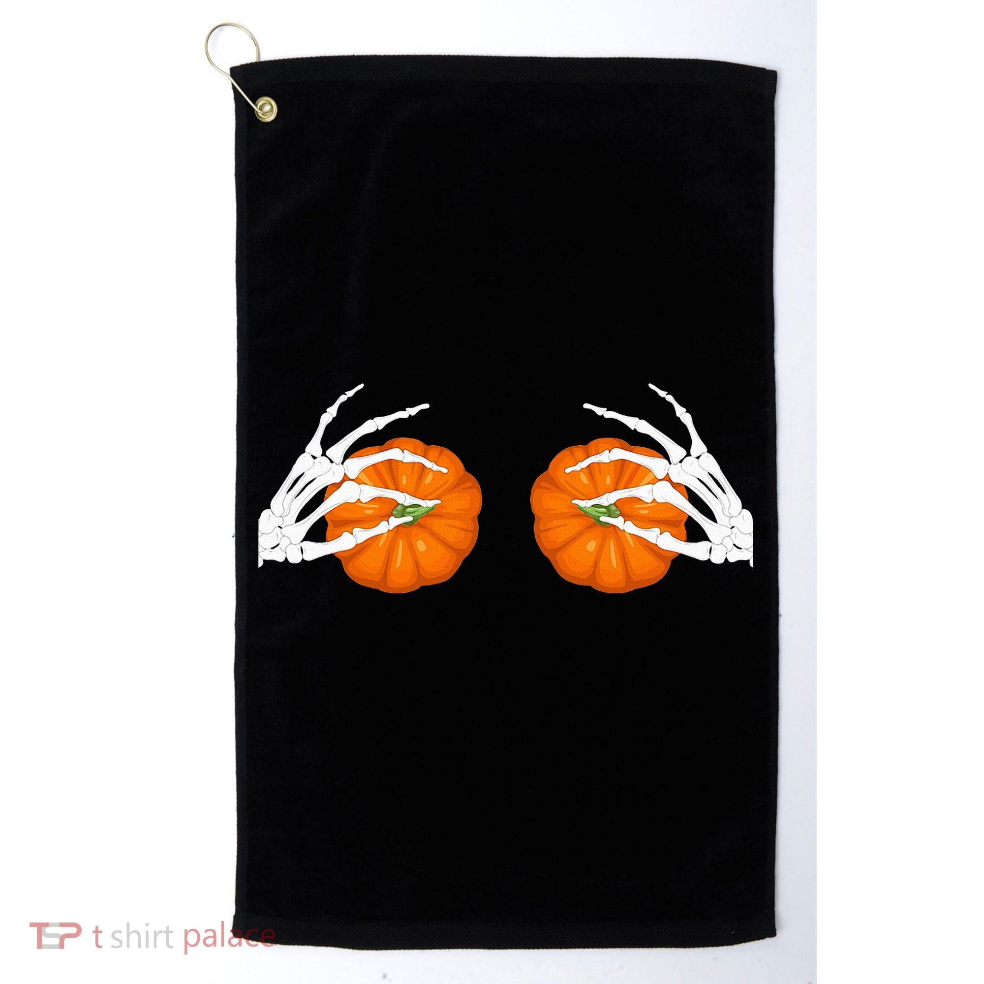 Halloween Bikini Boob Pumpkin Skeleton Hand On Breast Golf Towel