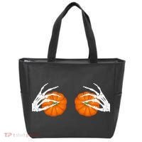 Halloween Bikini Boob Pumpkin Skeleton Hand On Breast Tote Bag thumb 0