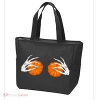 Halloween Bikini Boob Pumpkin Skeleton Hand On Breast Tote Bag thumb 3