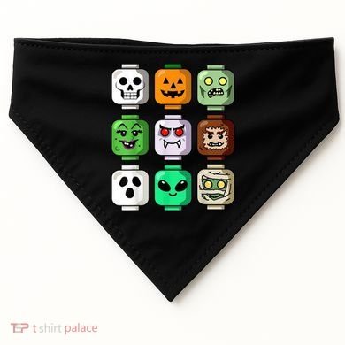 Halloween Building Brick Head Pumpkin Ghost Zombie USA-Made Doggie Bandana