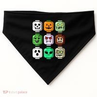 Halloween Building Brick Head Pumpkin Ghost Zombie USA-Made Doggie Bandana thumb 0