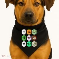 Halloween Building Brick Head Pumpkin Ghost Zombie USA-Made Doggie Bandana thumb 1