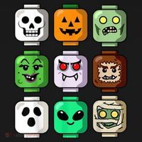 Halloween Building Brick Head Pumpkin Ghost Zombie Apron thumb 3