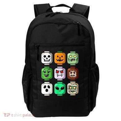 Halloween Building Brick Head Pumpkin Ghost Zombie Backpack
