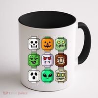 Halloween Building Brick Head Pumpkin Ghost Zombie Coffee Mug thumb 1