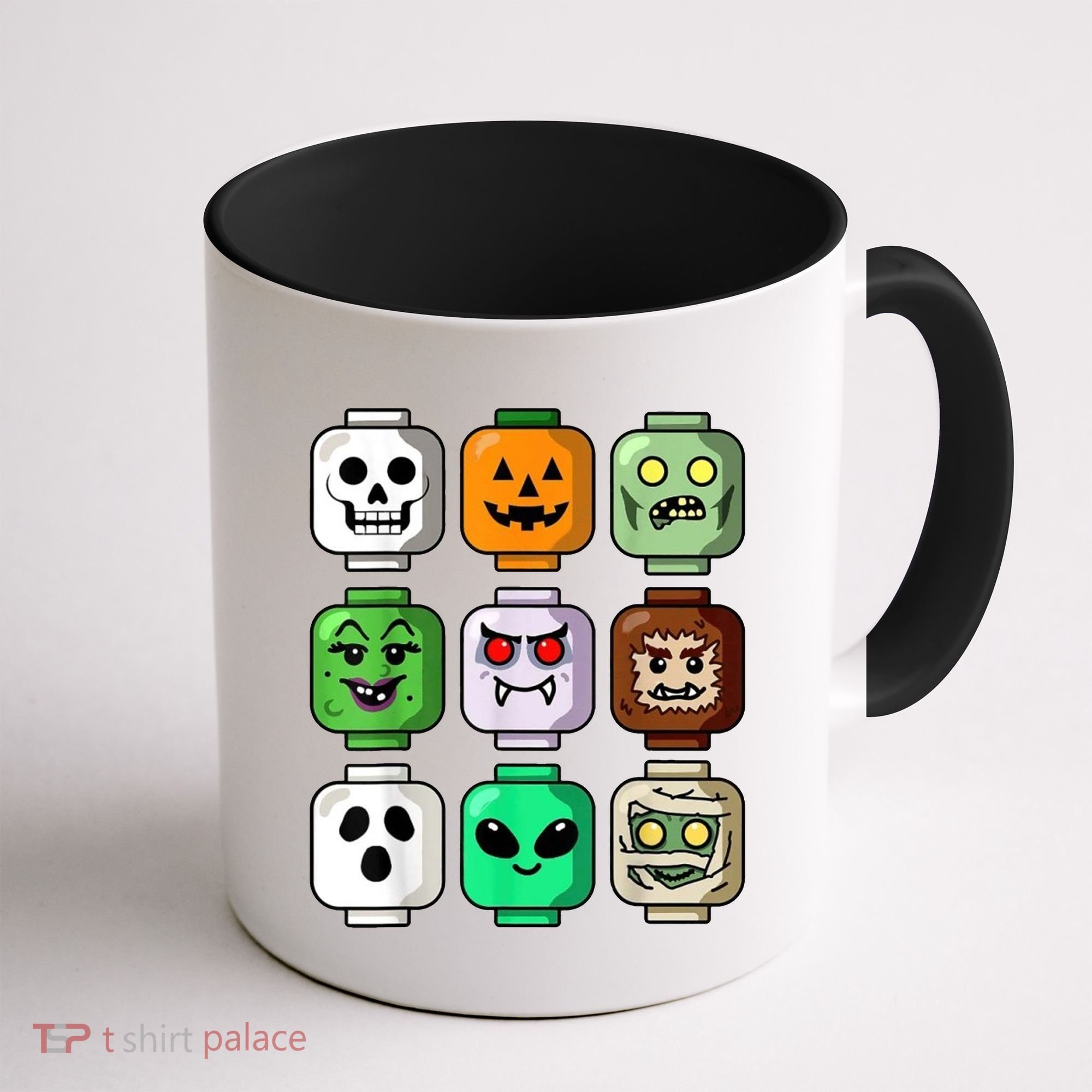 Halloween Building Brick Head Pumpkin Ghost Zombie Coffee Mug
