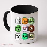 Halloween Building Brick Head Pumpkin Ghost Zombie Coffee Mug thumb 0