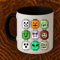 Halloween Building Brick Head Pumpkin Ghost Zombie Coffee Mug thumb 2