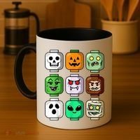 Halloween Building Brick Head Pumpkin Ghost Zombie Coffee Mug thumb 4