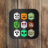 Halloween Building Brick Head Pumpkin Ghost Zombie Coaster thumb 0