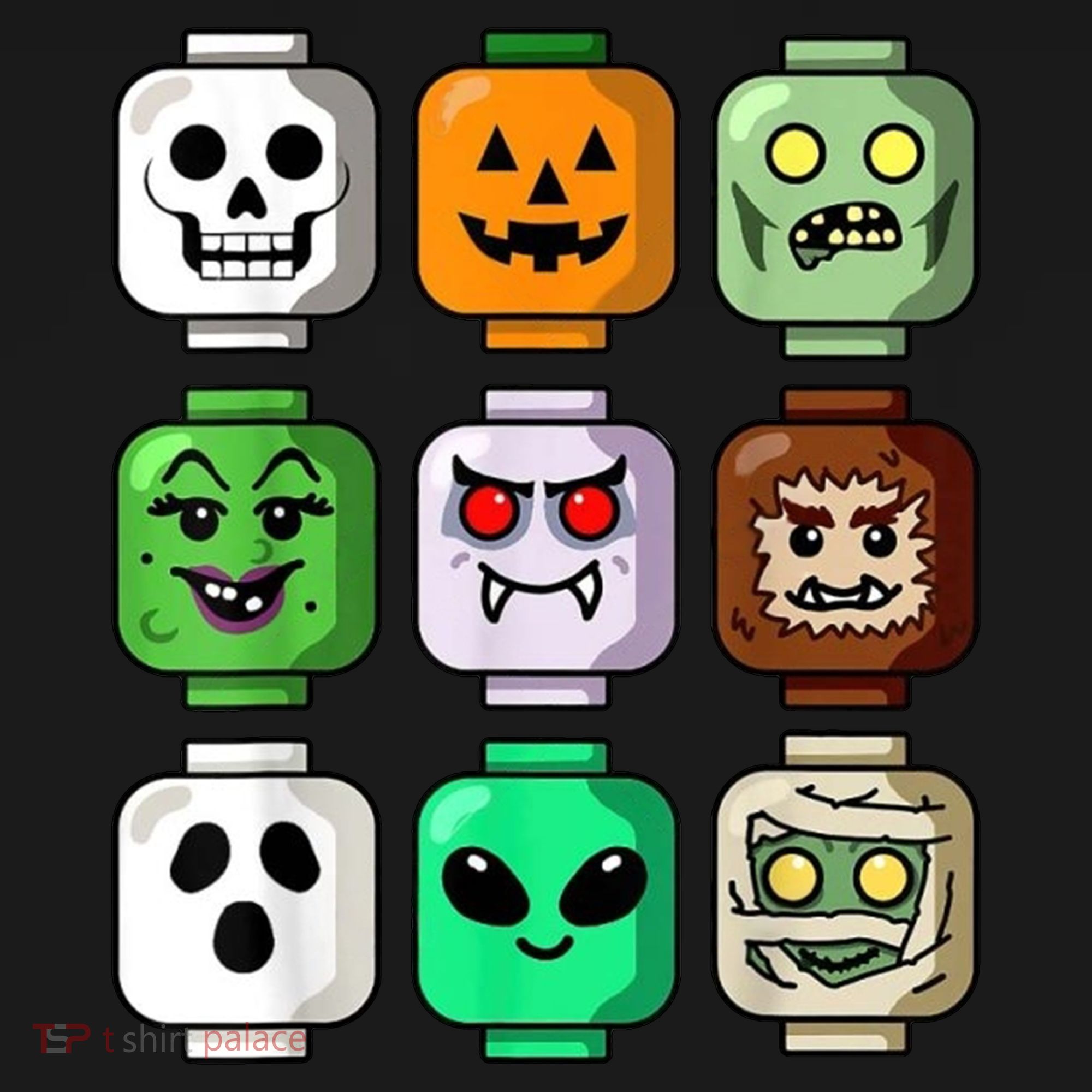 Halloween Building Brick Head Pumpkin Ghost Zombie Coaster