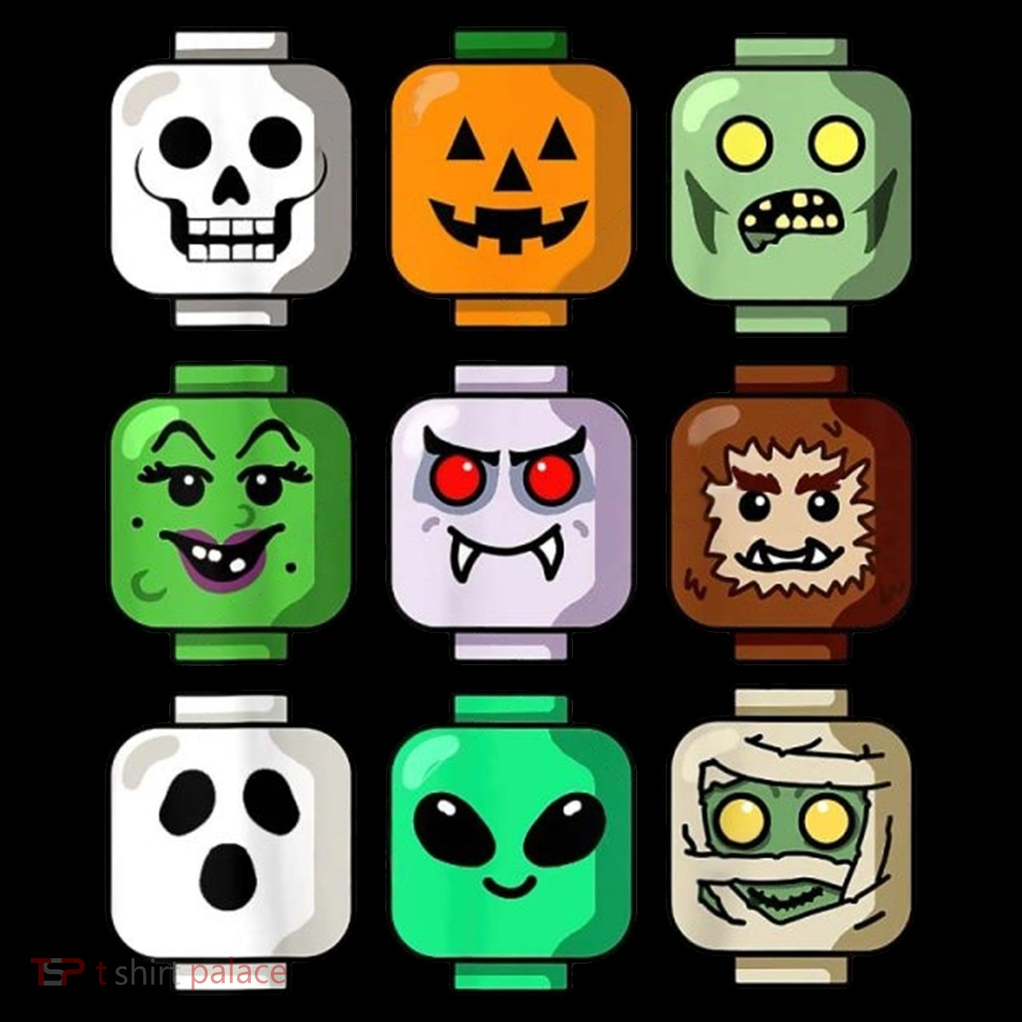 Halloween Building Brick Head Pumpkin Ghost Zombie Mousepad