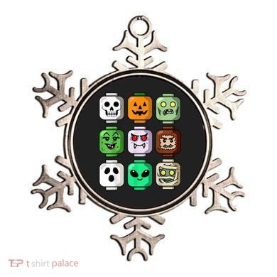 Halloween Building Brick Head Pumpkin Ghost Zombie Ornament