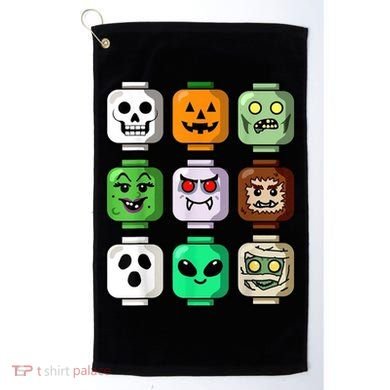 Halloween Building Brick Head Pumpkin Ghost Zombie Golf Towel