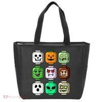 Halloween Building Brick Head Pumpkin Ghost Zombie Tote Bag thumb 0