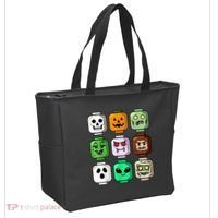 Halloween Building Brick Head Pumpkin Ghost Zombie Tote Bag thumb 2