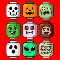Halloween Building Brick Head Pumpkin Ghost Zombie Santa Hat thumb 1