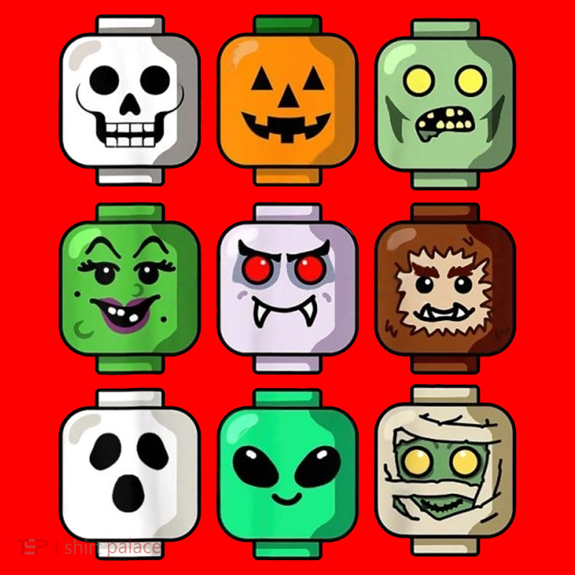 Halloween Building Brick Head Pumpkin Ghost Zombie Santa Hat