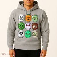 Halloween Building Brick Head Pumpkin Ghost Zombie Hoodie thumb 2