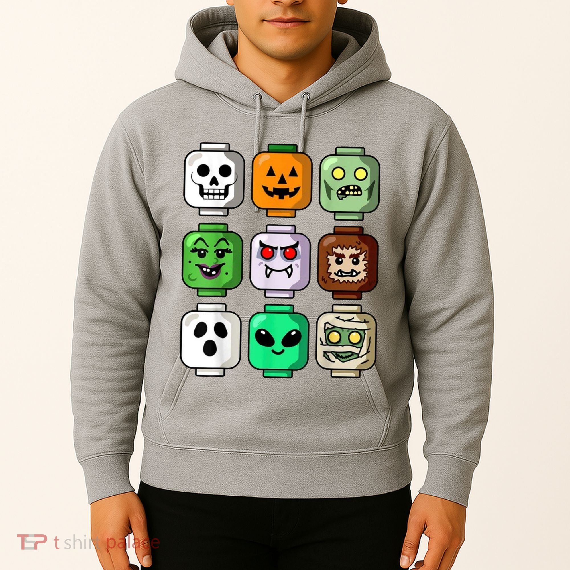 Halloween Building Brick Head Pumpkin Ghost Zombie Hoodie