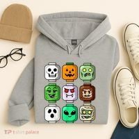 Halloween Building Brick Head Pumpkin Ghost Zombie Hoodie thumb 4