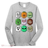 Halloween Building Brick Head Pumpkin Ghost Zombie Long Sleeve Shirt thumb 0