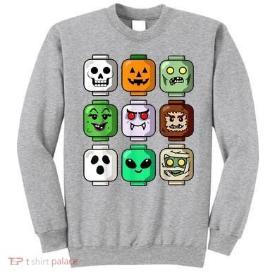 Halloween Building Brick Head Pumpkin Ghost Zombie Sweatshirt