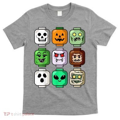 Halloween Building Brick Head Pumpkin Ghost Zombie T-Shirt