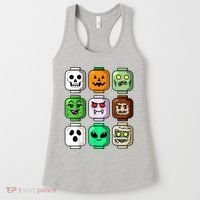 Halloween Building Brick Head Pumpkin Ghost Zombie Women's Tank Top thumb 0