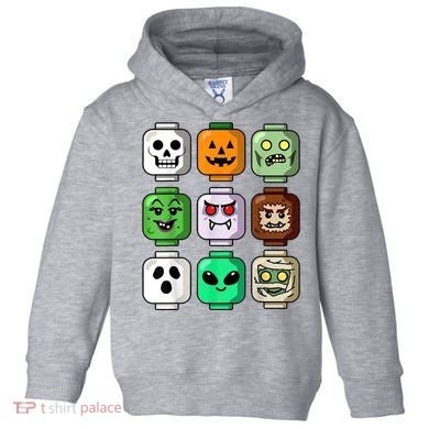 Halloween Building Brick Head Pumpkin Ghost Zombie Toddler Hoodie