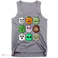 Halloween Building Brick Head Pumpkin Ghost Zombie Tank Top thumb 0