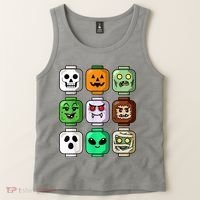 Halloween Building Brick Head Pumpkin Ghost Zombie Tank Top thumb 2