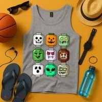 Halloween Building Brick Head Pumpkin Ghost Zombie Tank Top thumb 4