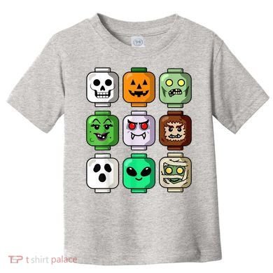 Halloween Building Brick Head Pumpkin Ghost Zombie Toddler T-Shirt