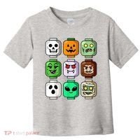 Halloween Building Brick Head Pumpkin Ghost Zombie Toddler T-Shirt thumb 0