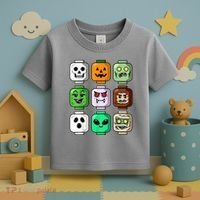 Halloween Building Brick Head Pumpkin Ghost Zombie Toddler T-Shirt thumb 3