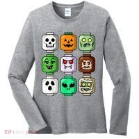 Halloween Building Brick Head Pumpkin Ghost Zombie Women's Long Sleeve Shirt thumb 0
