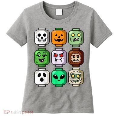Halloween Building Brick Head Pumpkin Ghost Zombie Women's T-Shirt