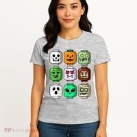 Halloween Building Brick Head Pumpkin Ghost Zombie Women's T-Shirt thumb 4