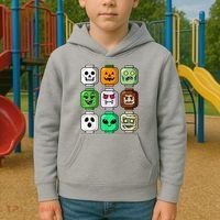 Halloween Building Brick Head Pumpkin Ghost Zombie Kids Hoodie thumb 2
