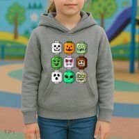 Halloween Building Brick Head Pumpkin Ghost Zombie Kids Hoodie thumb 3