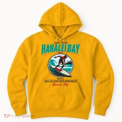 Hanalei Beach Bay Surfer Vintage Hoodie