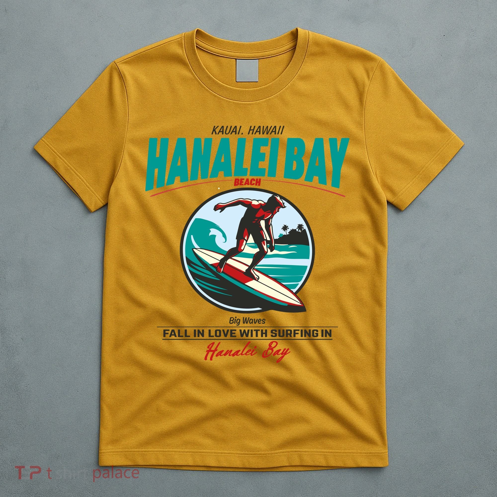 Hanalei Beach Bay Surfer Vintage T-Shirt