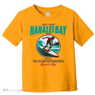 Hanalei Beach Bay Surfer Vintage Toddler T-Shirt