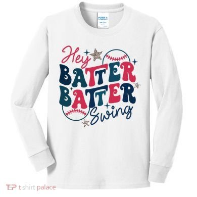 Hey Batter Batter Swing Kids Long Sleeve Shirt
