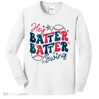 Hey Batter Batter Swing Kids Long Sleeve Shirt